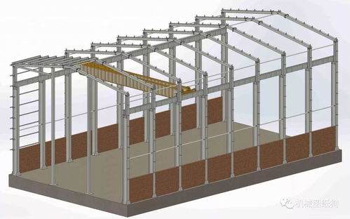 工程机械 工业厂房工棚框架3d模型图纸 solidworks